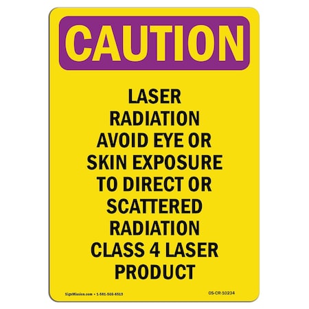 Signmission OSHA RADIATION Sign, Laser Radiation Avoid Eye Or Skin, 5in X 3.5in Decal, 5" H, 3.5" W, Portrait OS-CR-D-35-V-10234